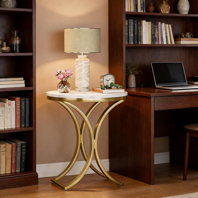 Versatile Design Sofa Side Table, Chic Round End Table, Narrow Coffee Table