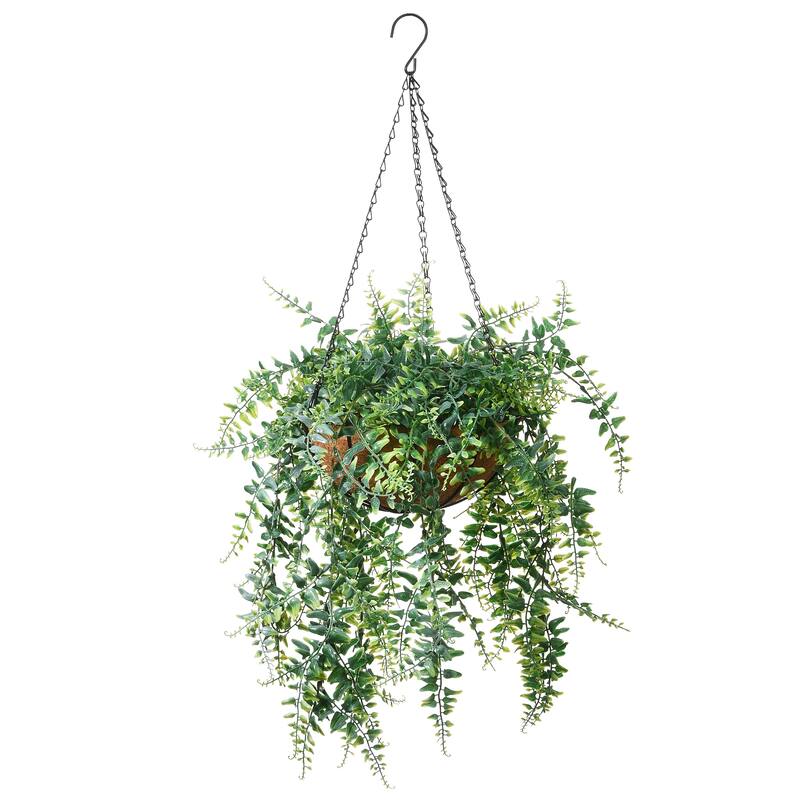 National Tree Company 21 in. Fern Leaves Hanging Basket - 21 in
