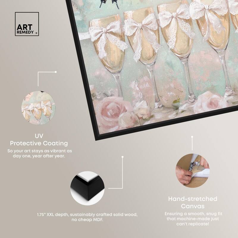Champagne Mint and Pink Glass Canvas by Art Remedy