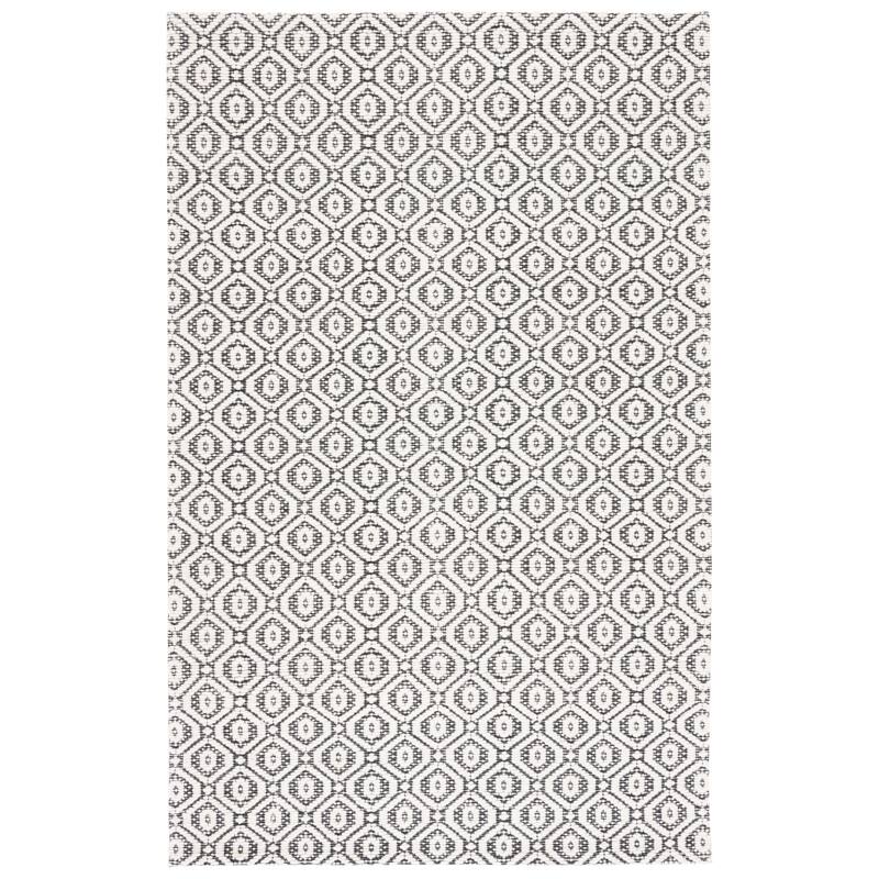 SAFAVIEH Handmade Marbella Kiera Modern Wool Rug - 6' Square - Black/Ivory