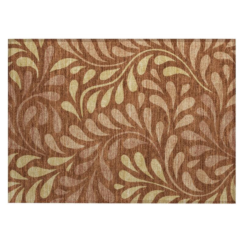 Machine Washable Indoor/ Outdoor Floral Arabesque Chantille Rug