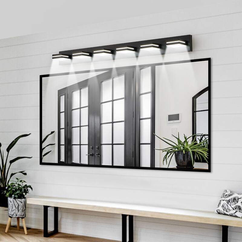 Modern Black LED Vanity Light, 6-Lights Wall Sconce for Bathroom and Mirror, Sleek Minimalist Design, Energy-Efficient