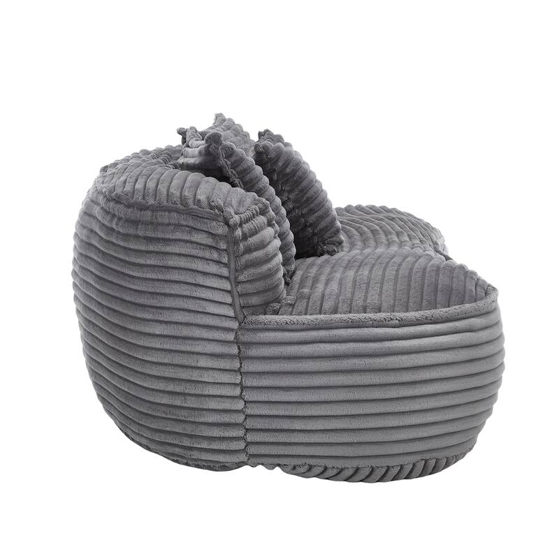 Corduroy Bean Bag Chair, Foam-Filled Lazy Floor Sofa with 3 Pillows, Soft Upholstered Lounge Chair for Adults & Teens