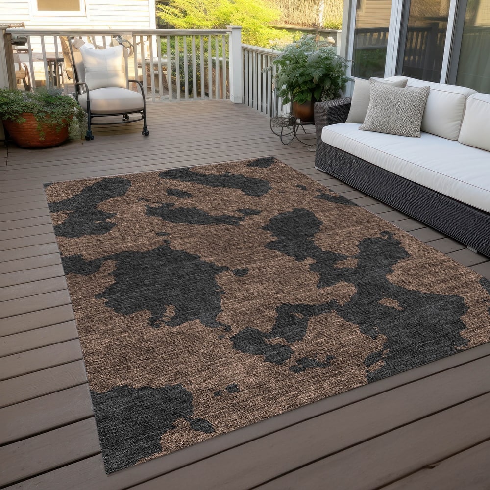 Machine Washable Indoor/ Outdoor Contemporary Abstract Chantille Rug