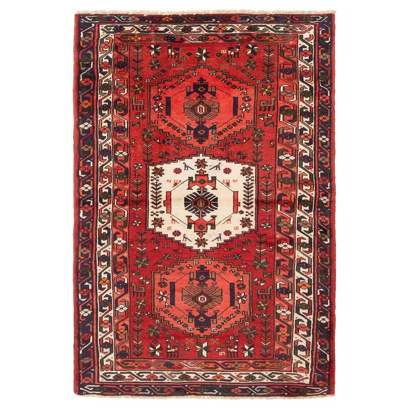 ECARPETGALLERY Hand-knotted Andelz Red Wool Rug - 4'4 x 6'5 - Red - 4'4 x 6'5