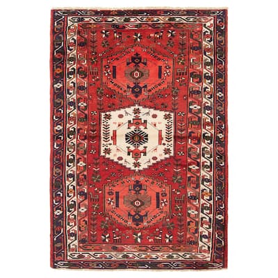 ECARPETGALLERY Hand-knotted Andelz Red Wool Rug - 4'4 x 6'5