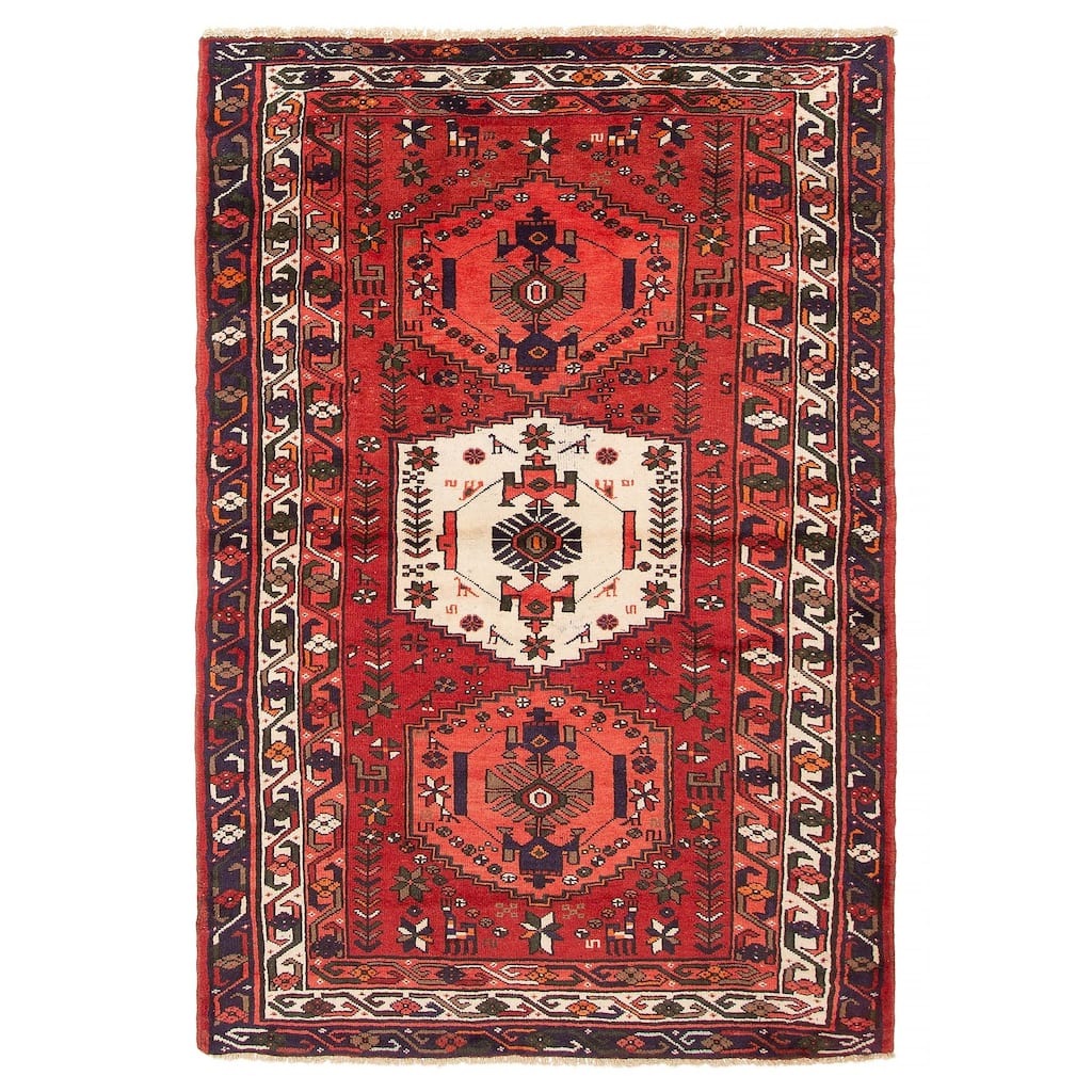 ECARPETGALLERY Hand-knotted Andelz Red Wool Rug - 4'4 x 6'5