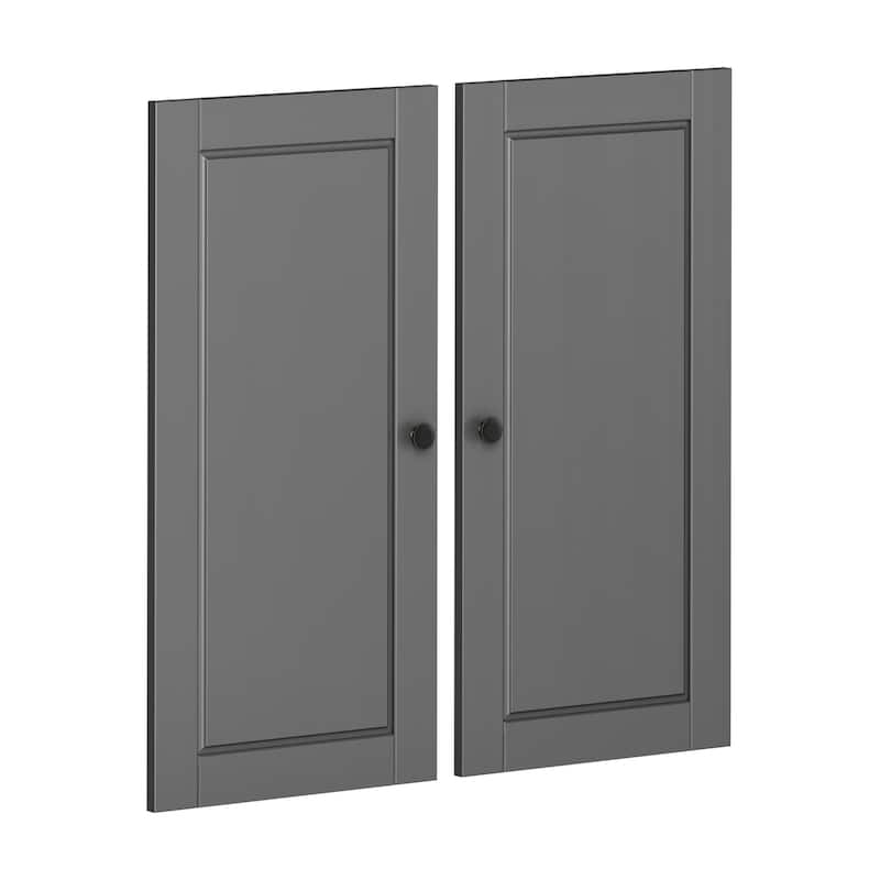 Palace Imports 100% Solid Wood Modular Kitchen Pantry Double Door Kit - Set of 2 - Gray