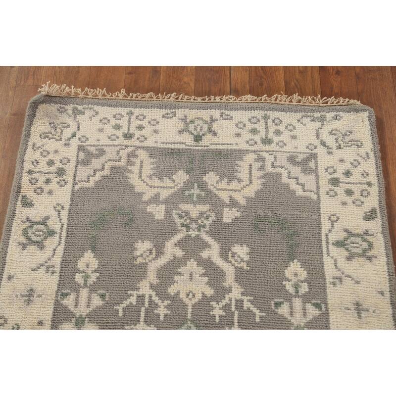 Oushak Oriental Runner Rug Hand-Knotted Wool Carpet - 2'7"x 11'8"