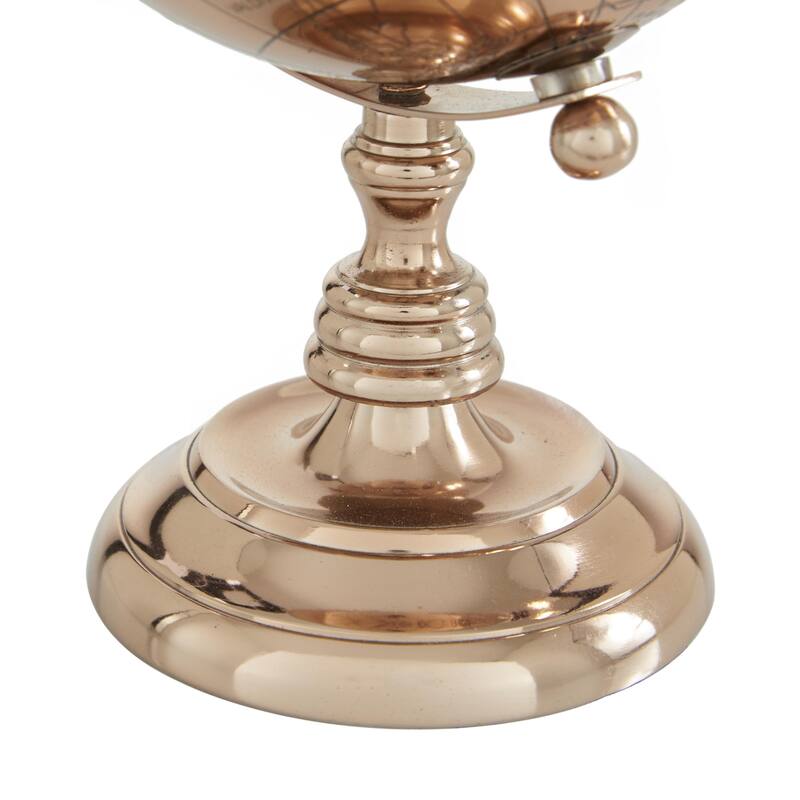 Aluminum Metal World Map Globe - Rose Gold - Roche River Decor