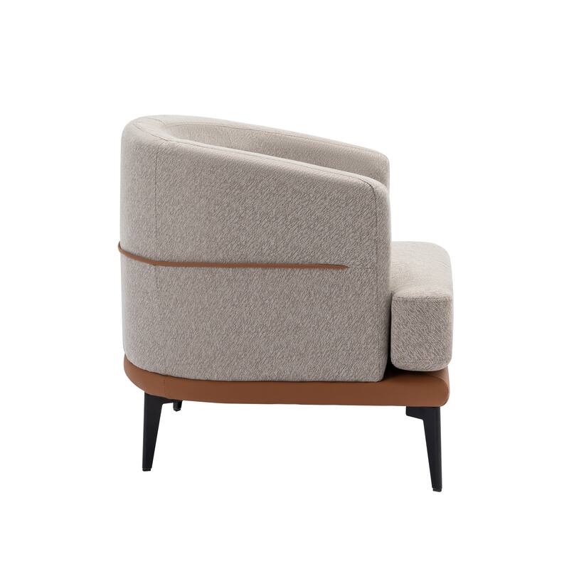 Modern Two-tone Barrel Fabric Upholstered Armchair for Living Room