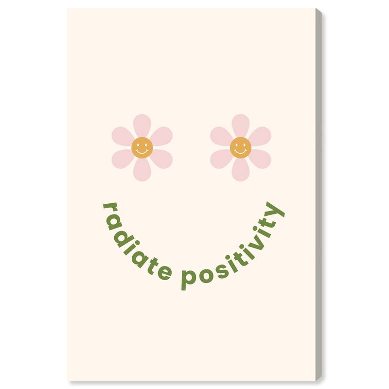Wynwood Studio Canvas Typography and Quotes Radiate Positivity Green and Pink Modern & Contemporary Wall Art Canvas Print - 36 x 24