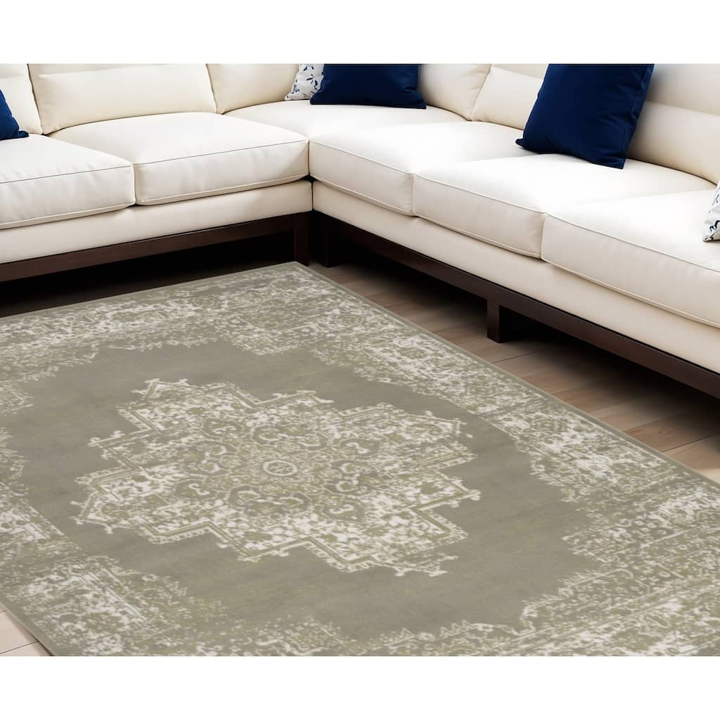 Power Loomed Distressed Durable Area Rug