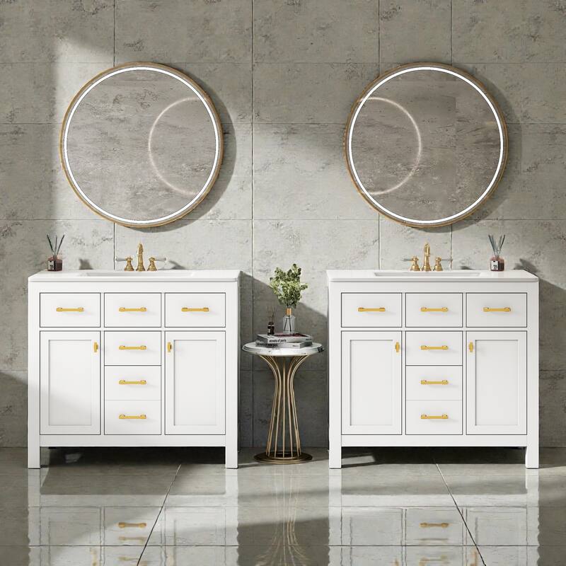 72 Inch Bathroom Vanity Set with Ceramic Sink, Modern Freestanding Storage Cabinet with Drawers and Soft Close Doors