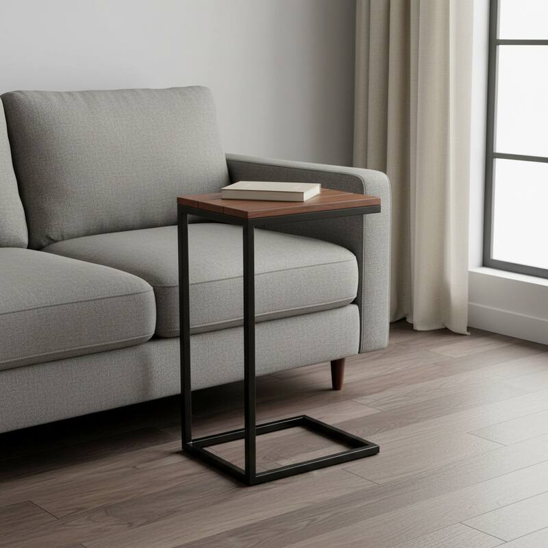 HomeRoots 25" Black And Chestnut Solid Wood Rectangular End Table - 10.00 in. x 25.30 in. x 16.00 in. - Chestnut - Wood