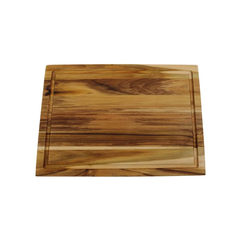EcoDecors, Teak 14" x 10", Teak Edge Grain Carving Board with a Juice Groove, FSC Certified Compact Wooden Cutting Board