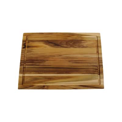 EcoDecors, Teak 14" x 10", Teak Edge Grain Carving Board with a Juice Groove, FSC Certified Compact Wooden Cutting Board