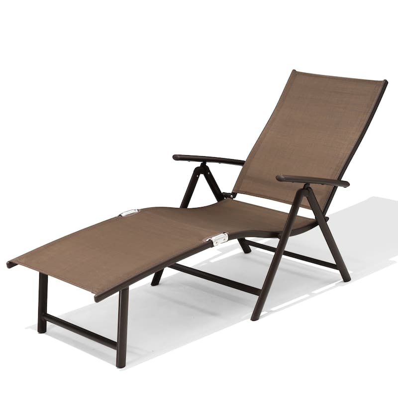 VredHom Outdoor Aluminum Portable Folding Chaise Lounge Chair - 70" L x 20" W x 14" H