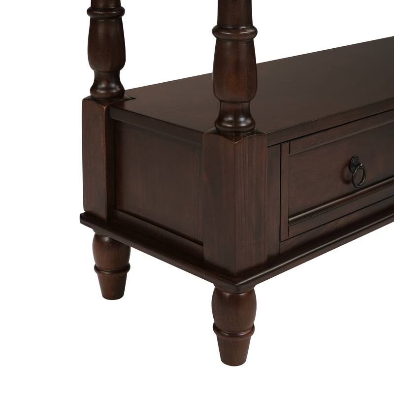 Vintage 54" Solid Wood Console Table with 6 Drawers and Shelf