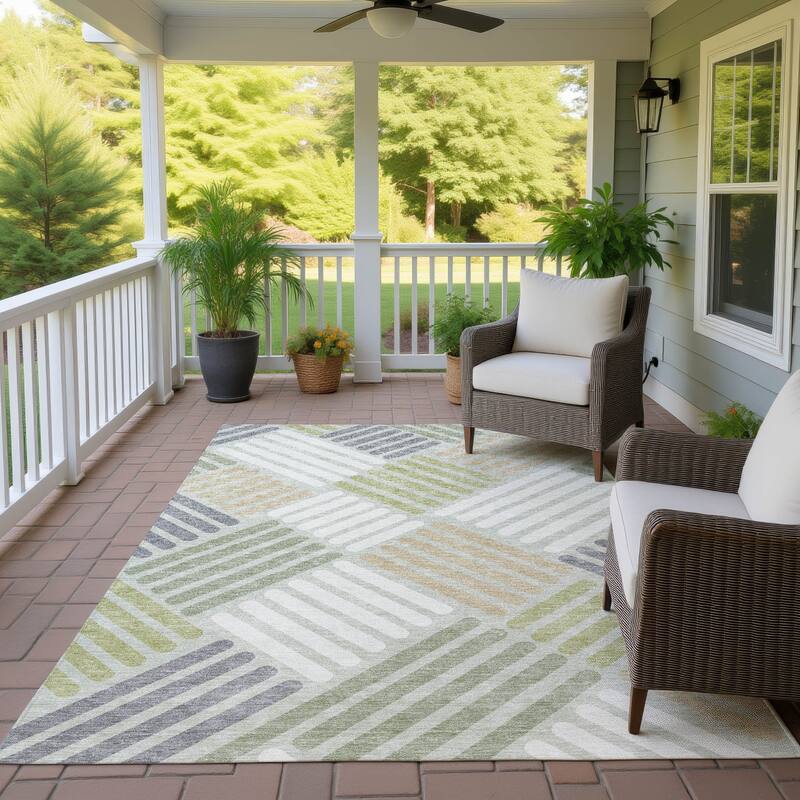 Machine Washable Indoor/ Outdoor Modern Weave Chantille Rug