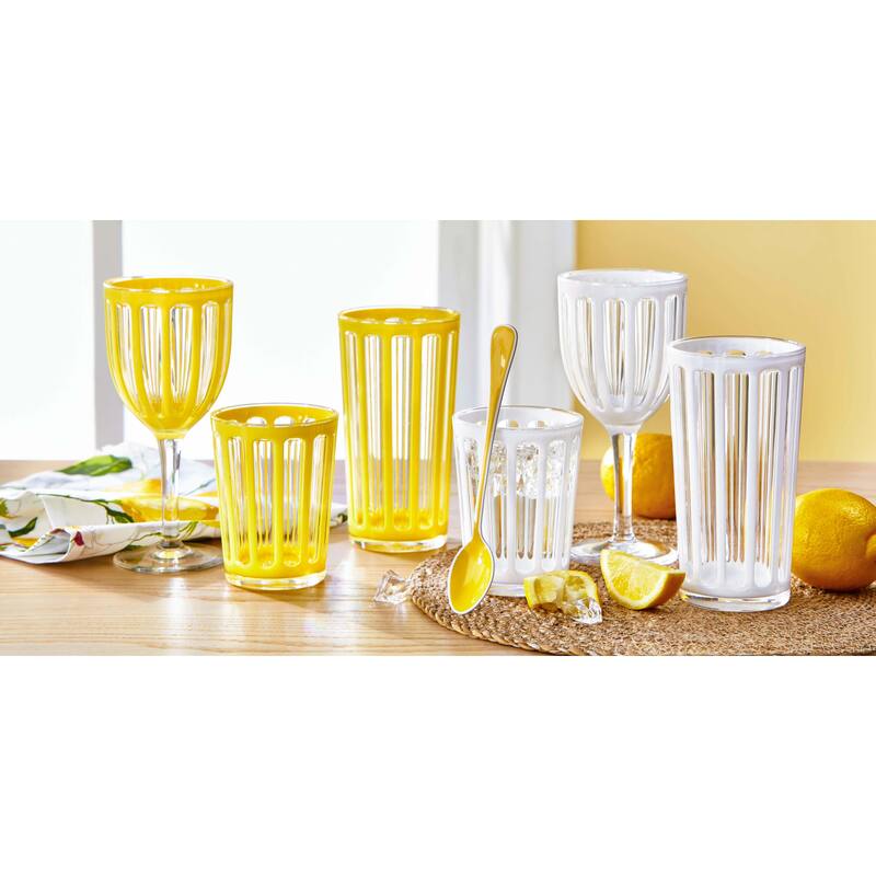 Villa 22 oz Yellow Acrylic Double Old Fashion DOF BPA-Free, Dishwasher Safe, Durable Drinkware