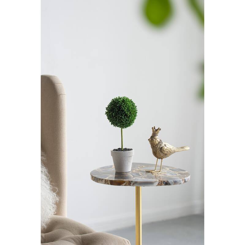 Set of 3 Mini Faux Topiary in Cream Pot 9.5 Inch Artificial Plant Decor - Green