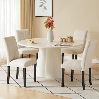 VECELO Upholstered Dining Chairs Set of 4 Modern Fabric and High Back & Solid Wood Legs, Parson Dining Chairs (Set of 4)