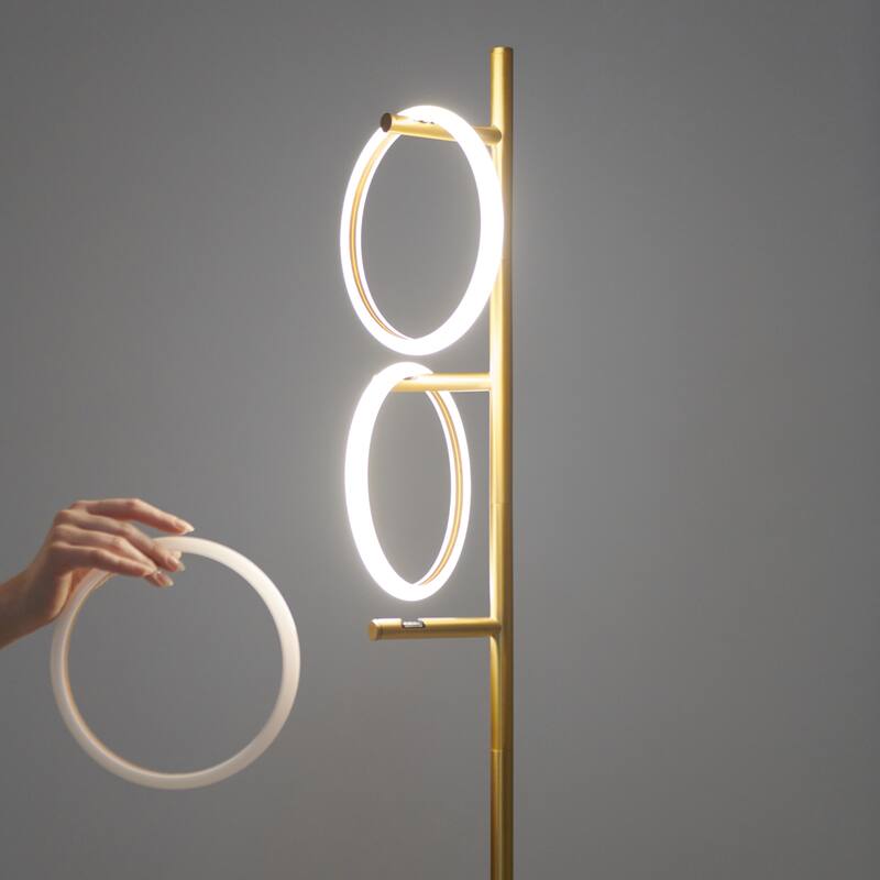 Brightech Saturn 66 in. Industrial 3-Light 3-Way Dimming LED Floor Lamp with 3 Replaceable LED Rings