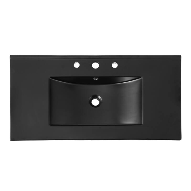 Aubert 3-Hole Classic Contemporary Rectangular Ceramic Single Sink Basin Vanity Top, by JONATHAN Y