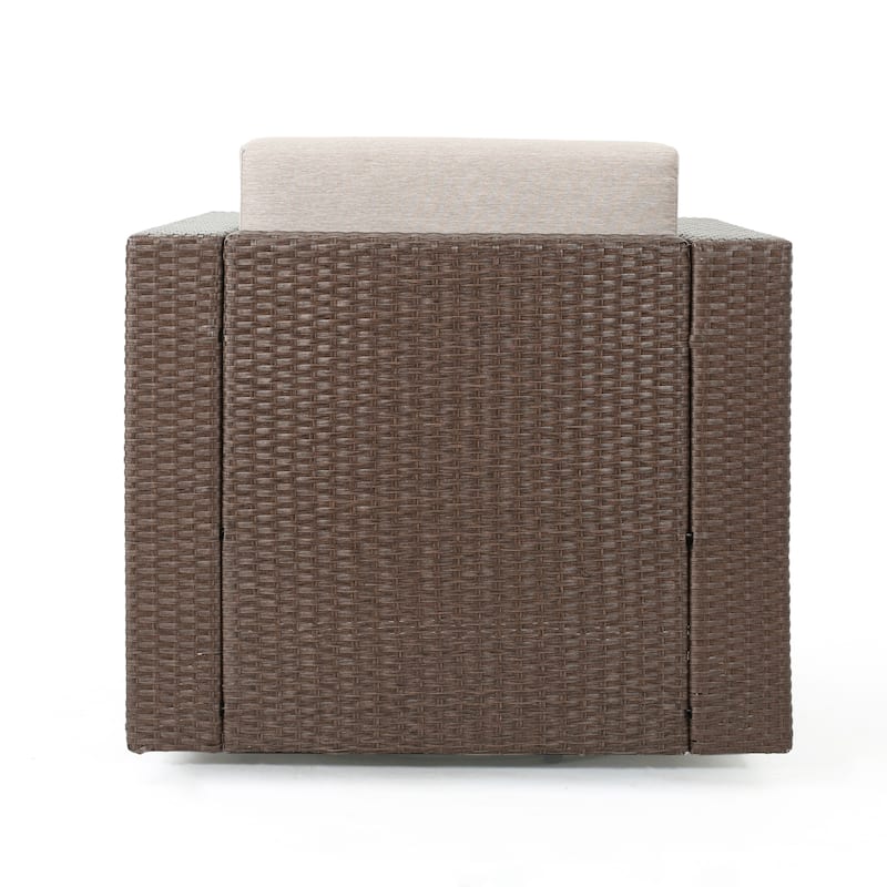 Puerta Outdoor 5-piece Wicker Chair and Square Stone Firepit Set by Christopher Knight Home
