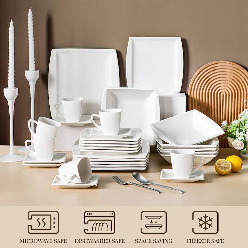 MALACASA 60-Piece Porcelain Dinnerware Set (Service for 12)