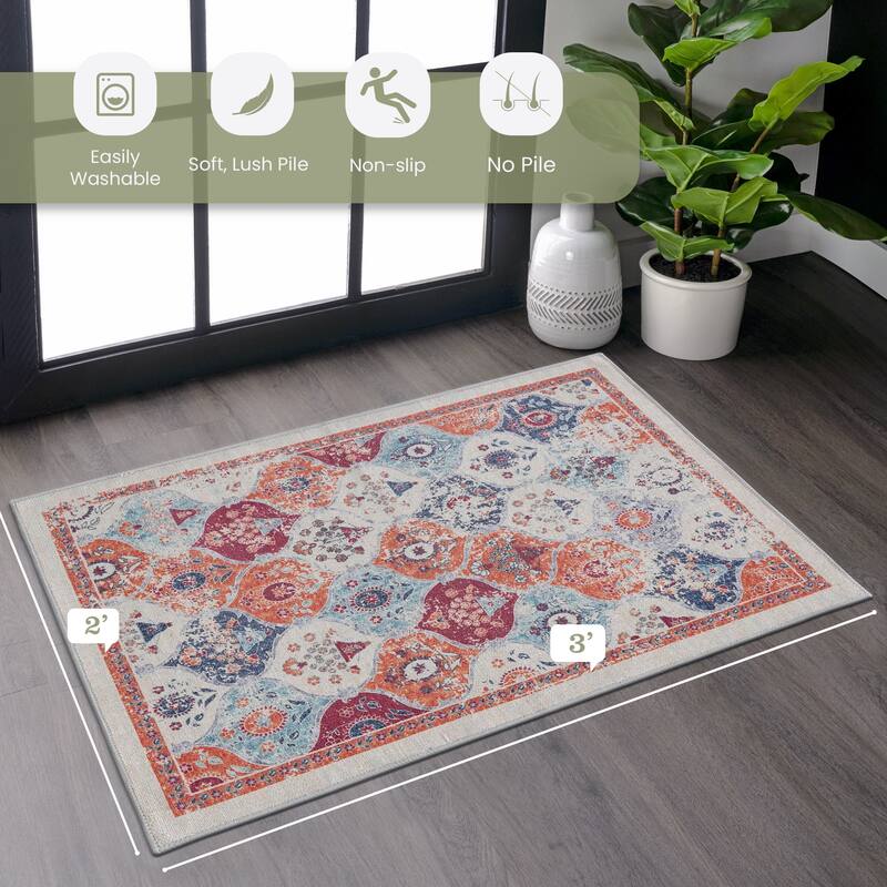 2x3 Area Rugs,Superior Indoor Area Rug,Modern Geometric Patchwork Floor ...