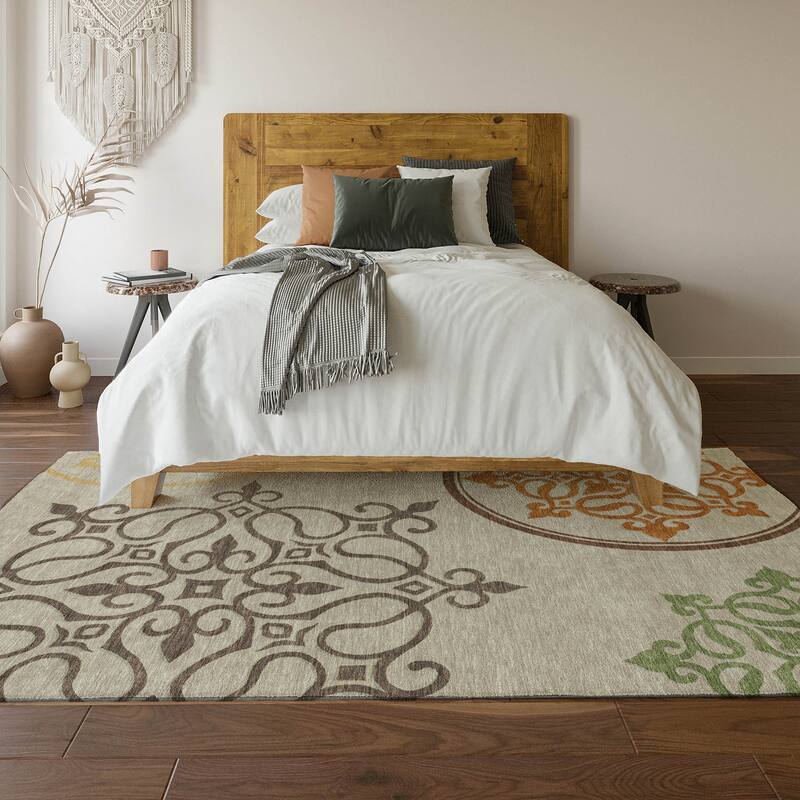 Premium Washable Super Soft Transitional Scroll Mayfield Rug