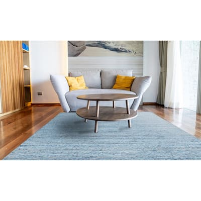 Blue Contemporary Solid Color Solid Area Rug - 3' x 5'