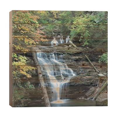 Delaware Falls, Ricketts Glen State Park, Pennsylvania Print On Wood by Tim Fitzharris - Multi-Color