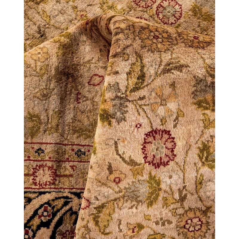Overton Hand Knotted Wool Vintage Inspired Modern Contemporary Overdyed Beige Area Rug - 6' 2" x 9' 2"