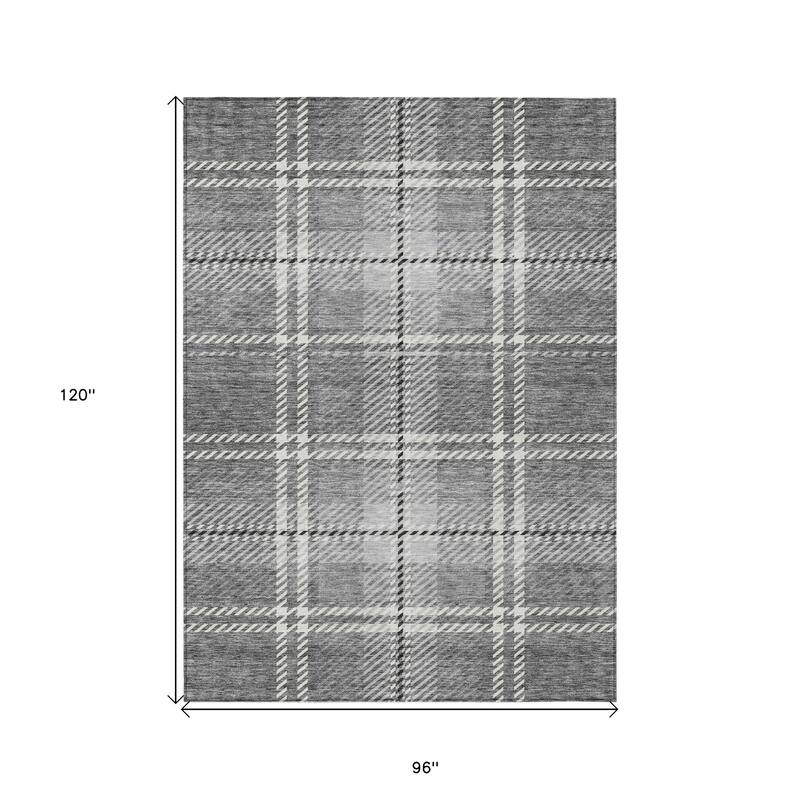 HomeRoots Plaid Transitional Rectangle Outdoor Rug