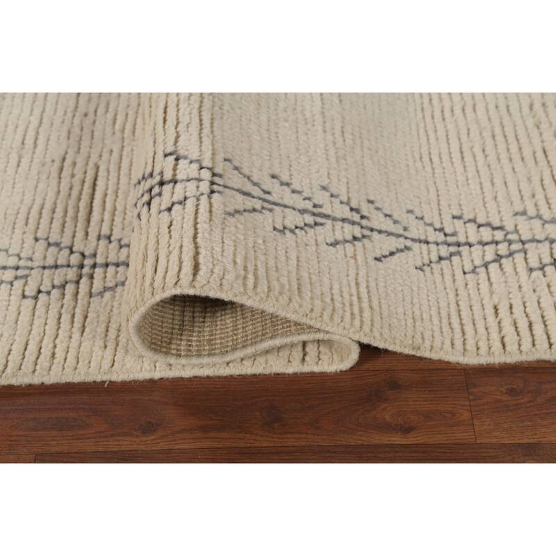 Ivory Moroccan Area Rug Handmade Wool Carpet - 5'11"x 9'4"