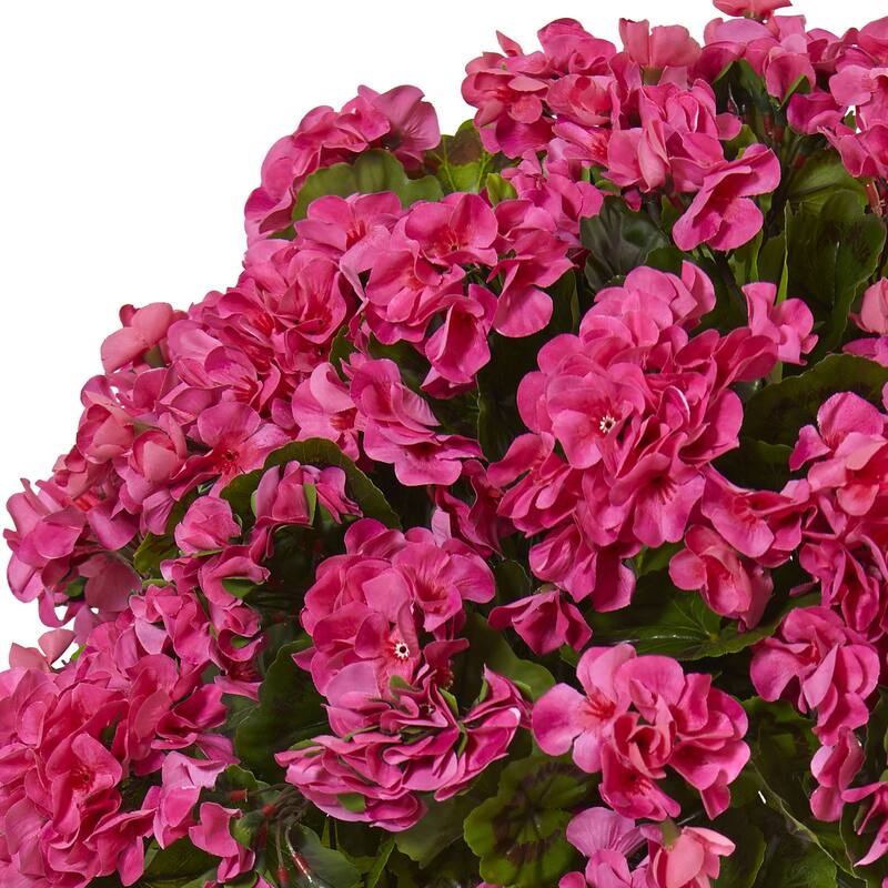 22" Pink Geranium Silk Flower Artificial Potted Outdoor Plant