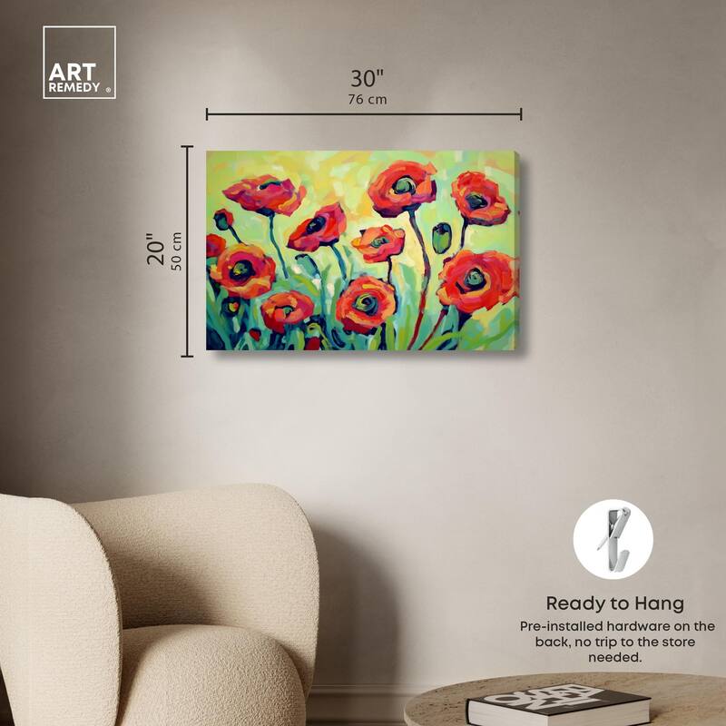 Red Poppy Field I Canvas by Art Remedy, Gallery Wrapped