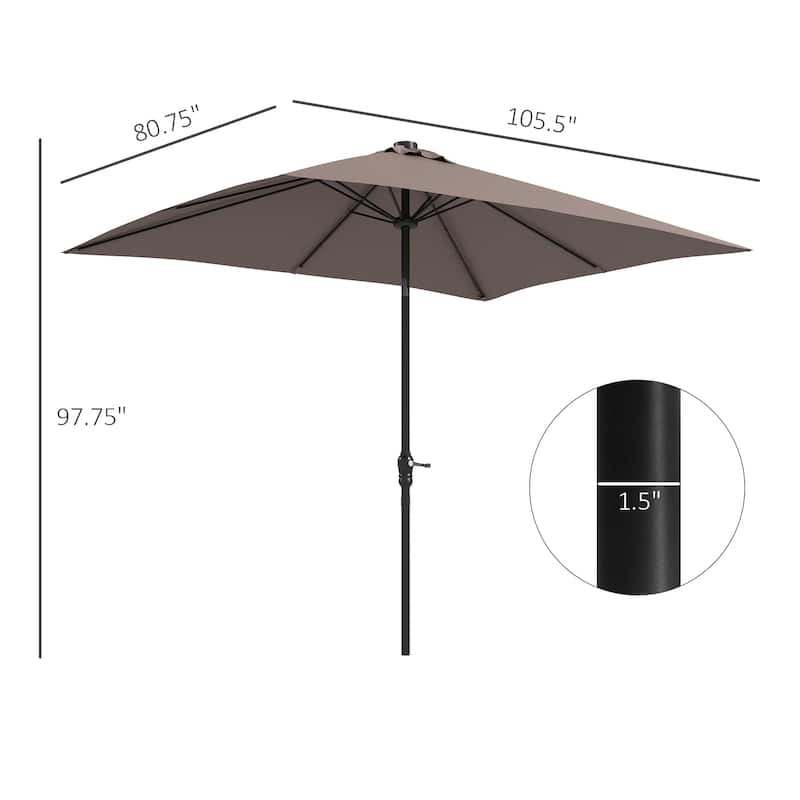 9ft x 7ft Solar LED Patio Umbrella with Tilt & Crank for Outdoor Shade and Lighting
