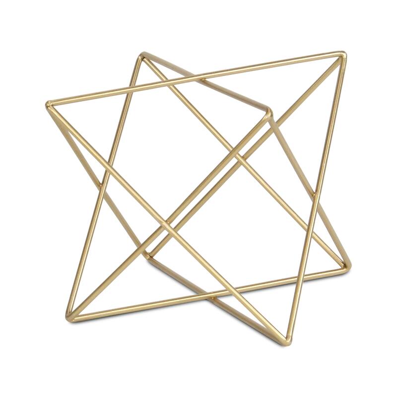 HomeRoots 7" Gold Metal Open Geometric Tabletop Sculpture - 9.50 in. x 7.00 in. x 9.50 in.