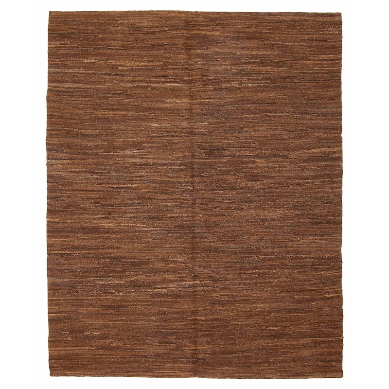 ECARPETGALLERY Flat-Weave Natural Brown Wool Tapestry Kilim - 5'1 x 6'5 - Dark Brown - 5'1 x 6'5