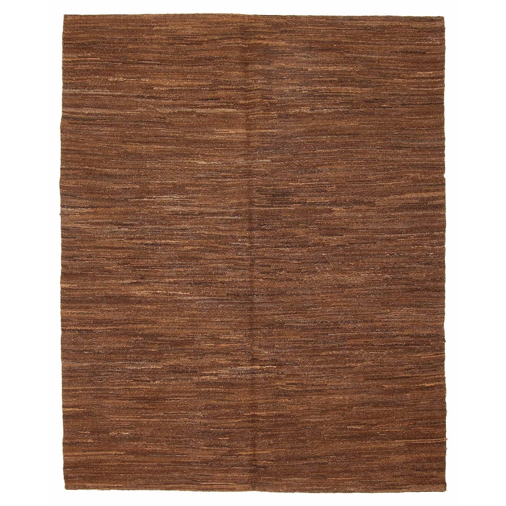ECARPETGALLERY Flat-Weave Natural Brown Wool Tapestry Kilim - 5'1 x 6'5