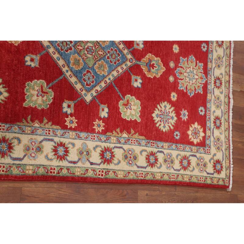 Traditional Red Kazak Accent Rug Handmade Wool Carpet - 3'2" x 4'11"