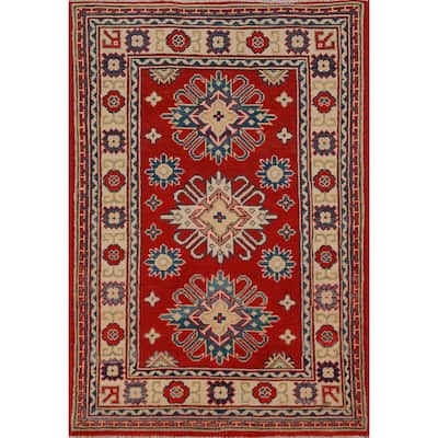 Kazak Foyer Rug Traditional Red Handmade Wool Carpet - 2'8"x 4'2"