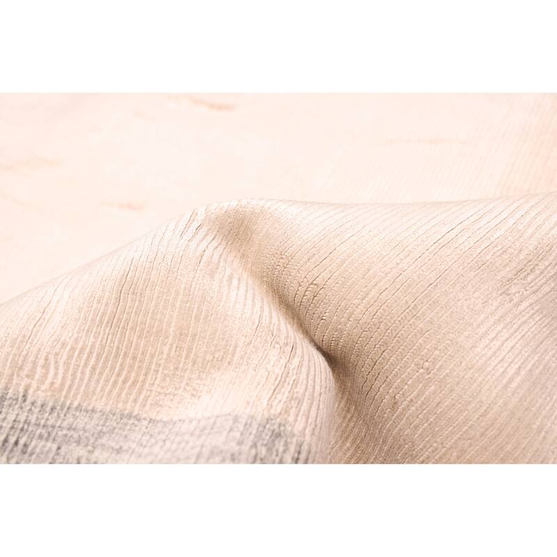 ECARPETGALLERY Hand Loomed Shimmer Ivory Viscose Rug - 7'11 x 11'4