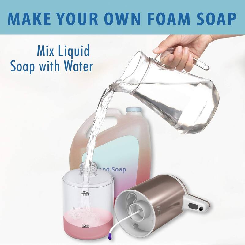 iTouchless Stainless Steel Ultraclean 11 fl oz/325 ml Sensor Foam Soap Dispenser, Rose Gold, Rust-Free Automatic Touchless Pump