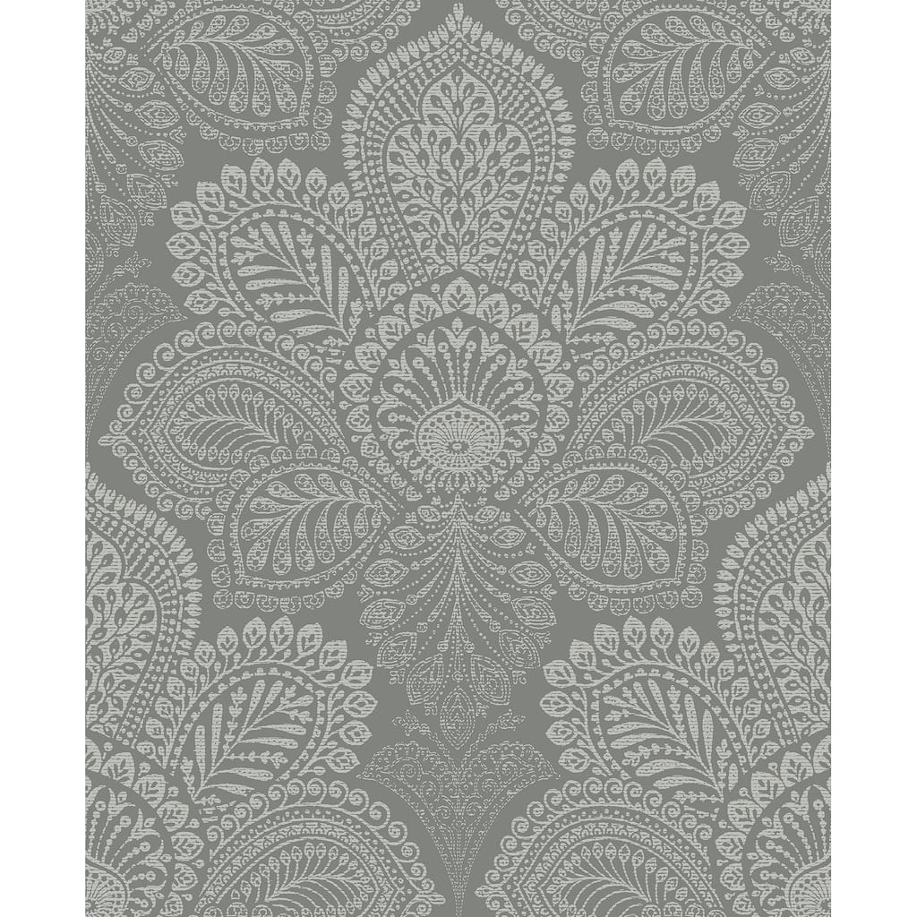 A-Street Prints Triumph Grey Medallion Wallpaper