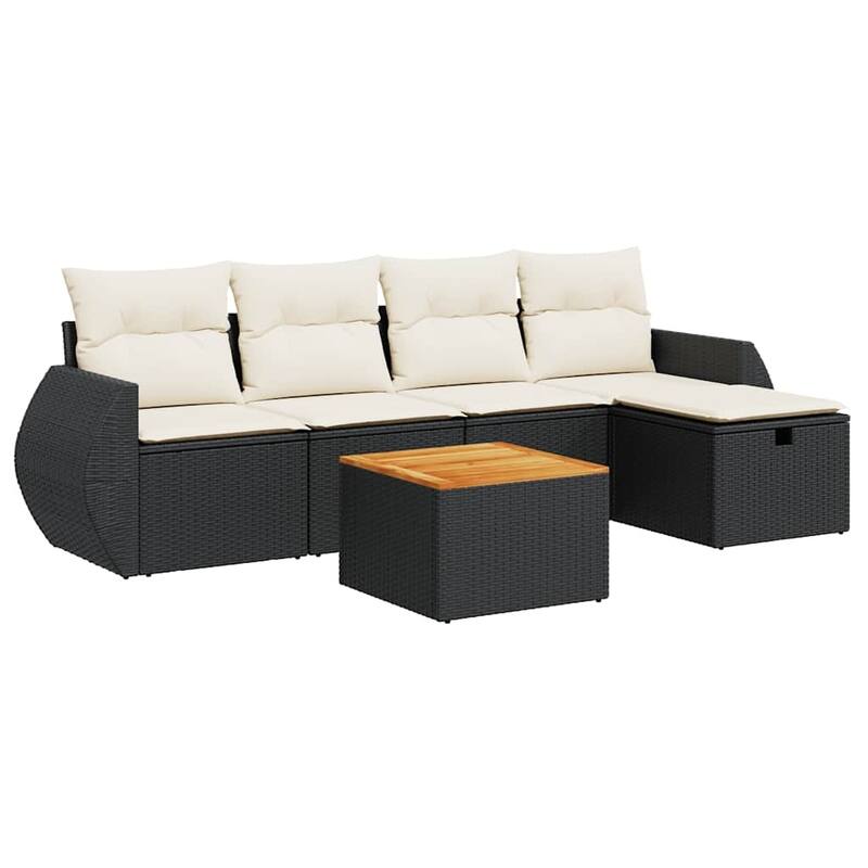 vidaXL Patio Sofa Set with Cushions Outdoor Furniture 6 Piece Poly Rattan